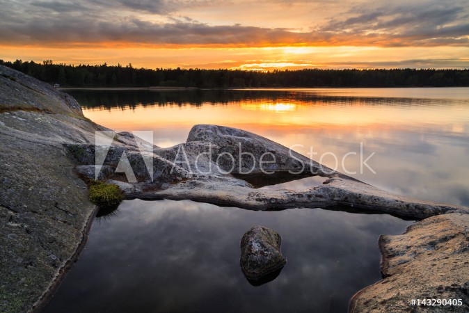 Picture of Sunset in Swedish archipelago during summer